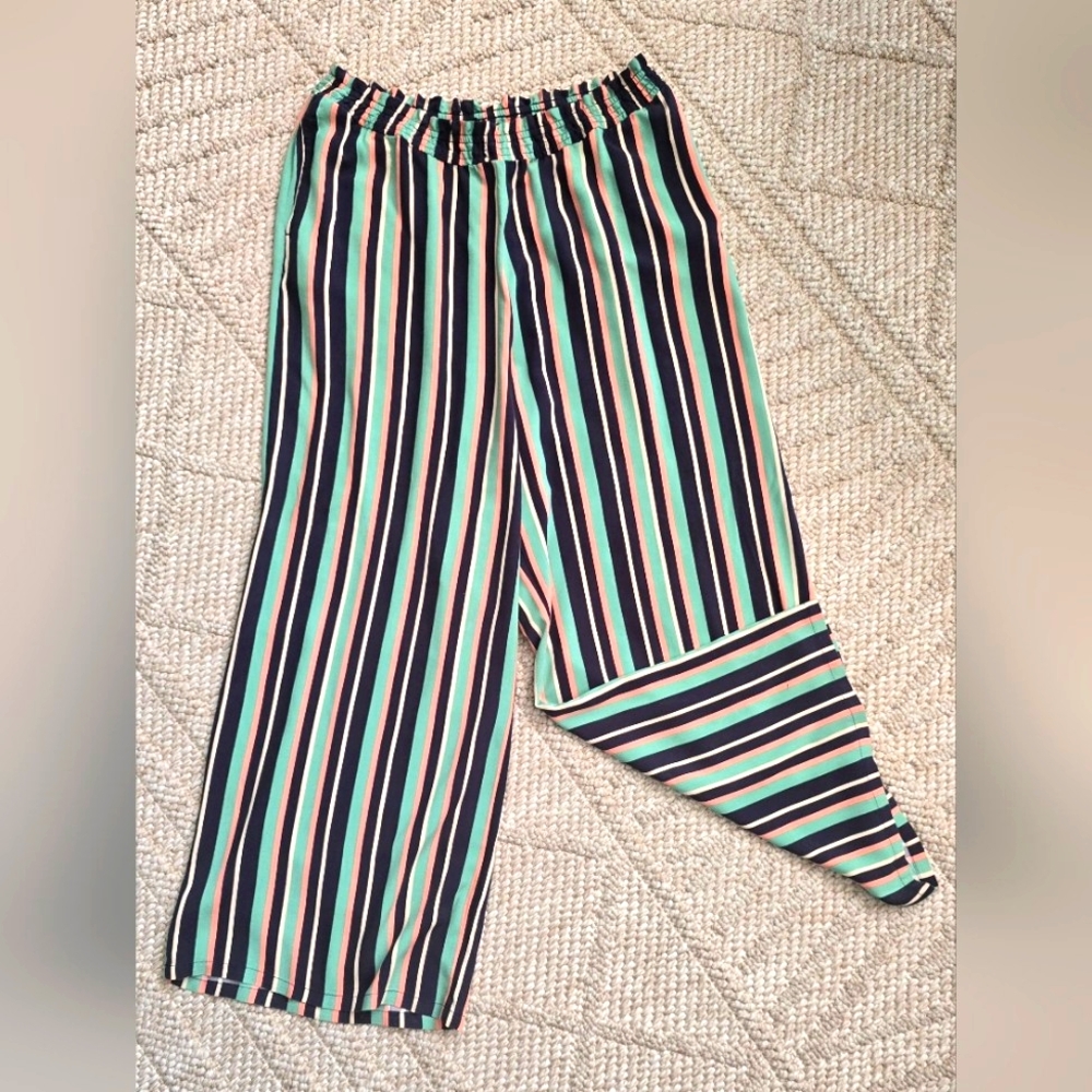 ROXY Striped Wide-Leg Pants Size XL